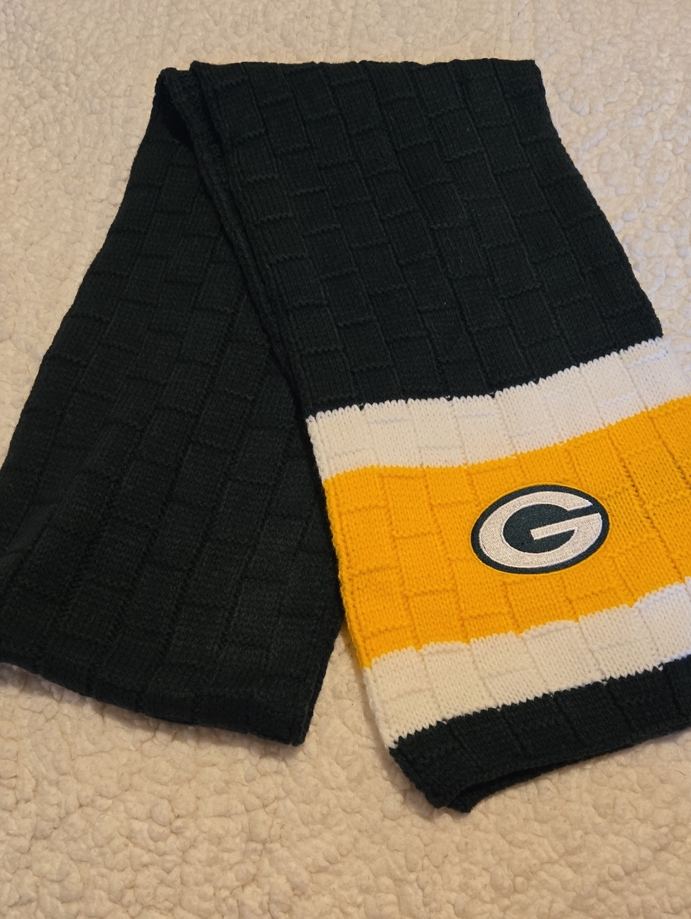 Green Bay Packers Black, Gold & White Knit Scarf